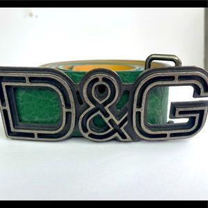 Dolce & Gabbana green leather logo belts